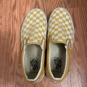 Yellow Checkered Slip on Vans (Womens size 8.5 Mens size 7)
